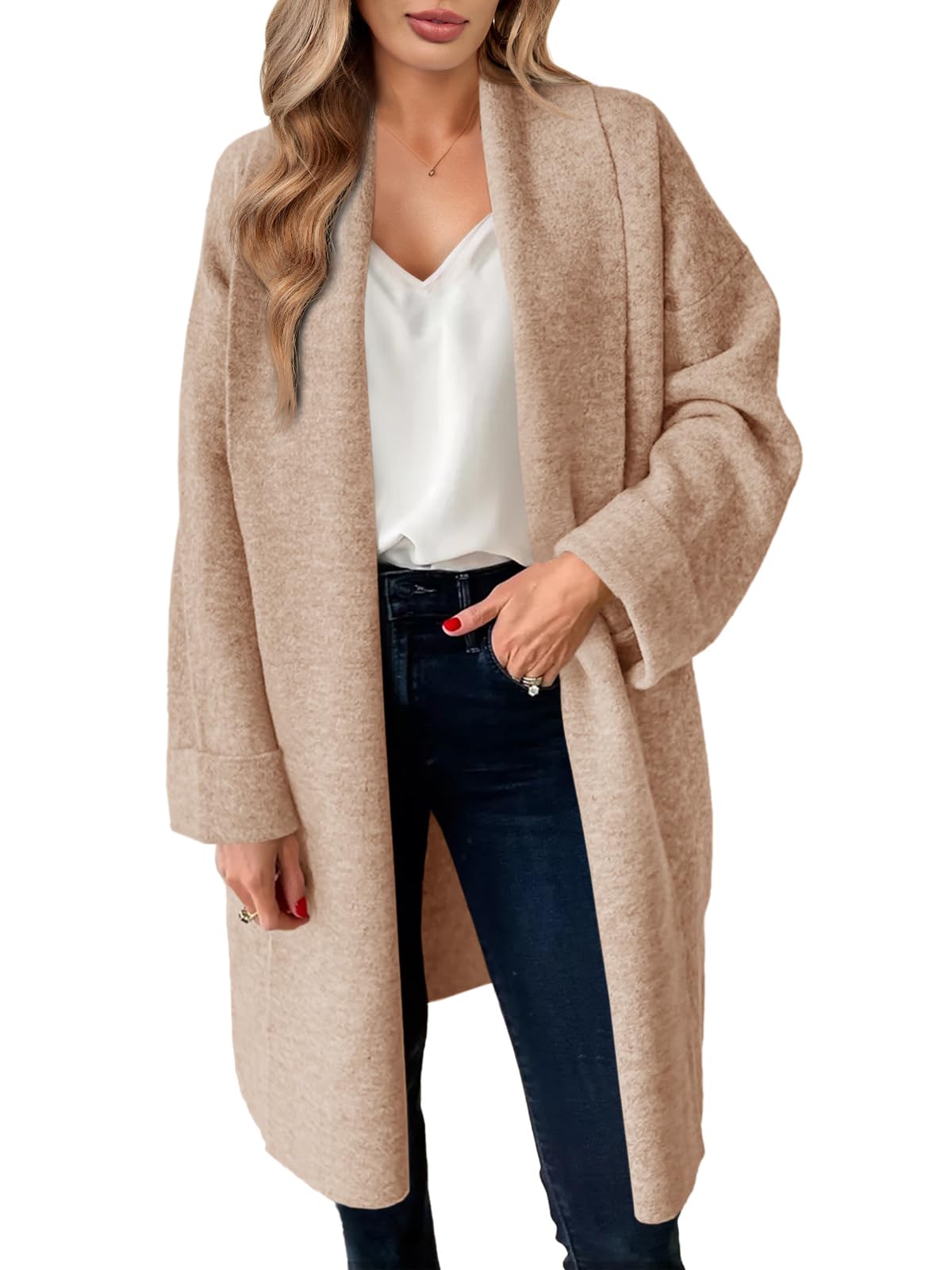 Saodimallsu Womens Long Cardigan Sweaters Chunky Open Front Oversized Slouchy Knit Fall Trendy Coatigan Jackets