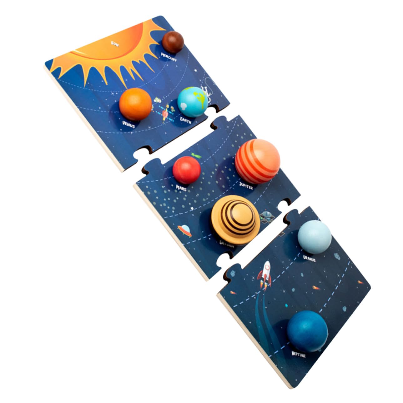 Rompecabezas del Sistema Solar de Madera 1 Set para Niños