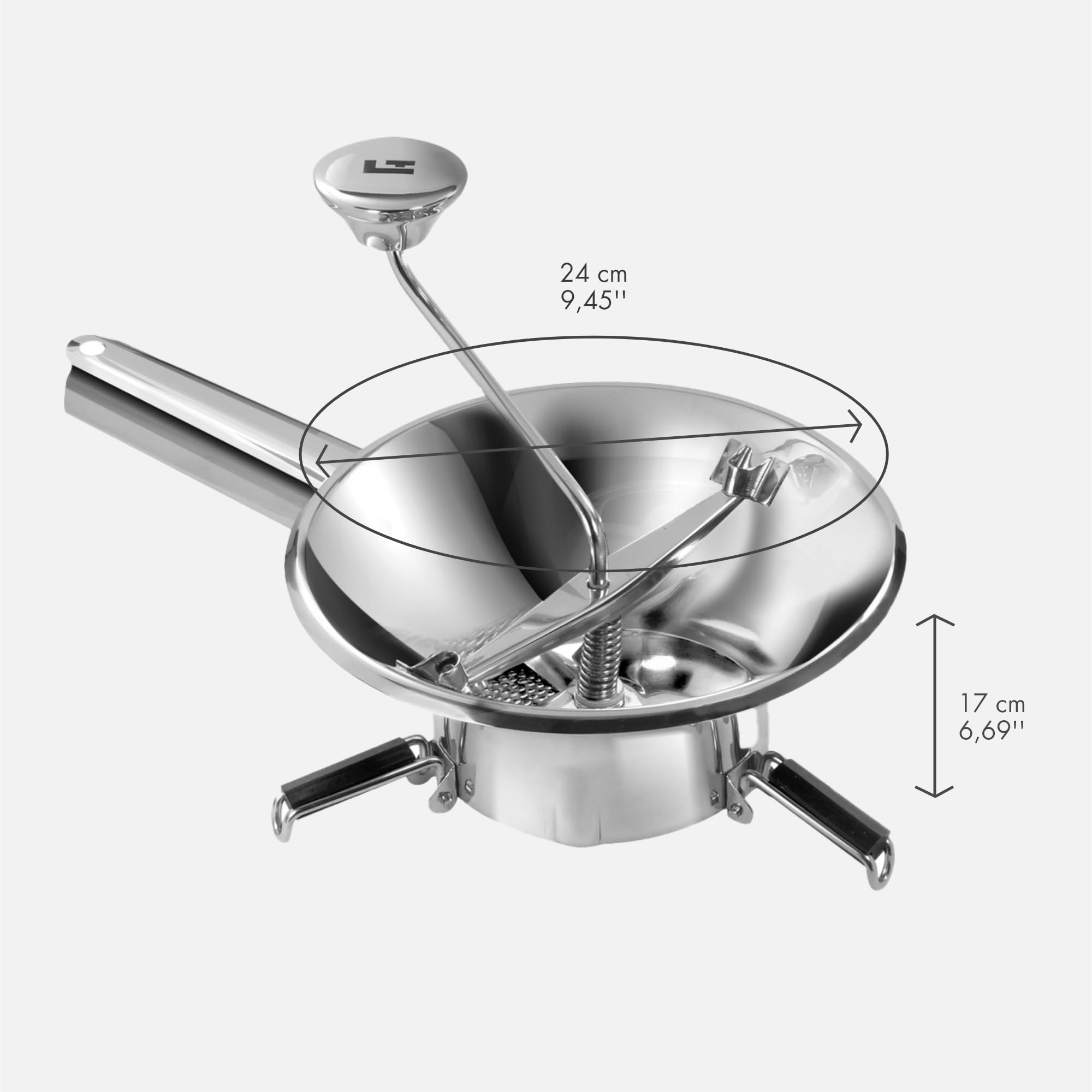 LA BONNE GRAINE - Moulin Passe-Légumes Ø 24 cm Inox - Purée, compote, coulis - 3 grilles