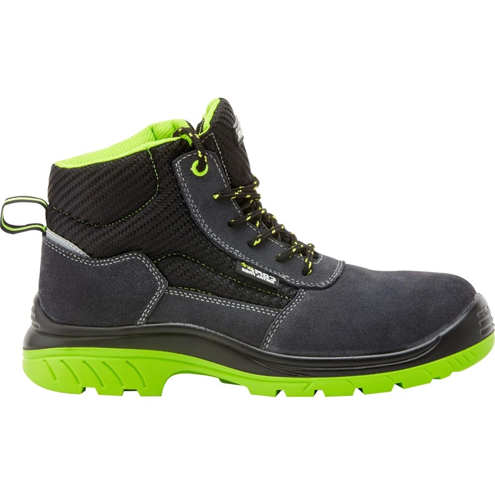 Bellota 72309S1P Bota de Seguridad Piel Serraje Transpirable Resistente Golpes Rozaduras Negro Verde