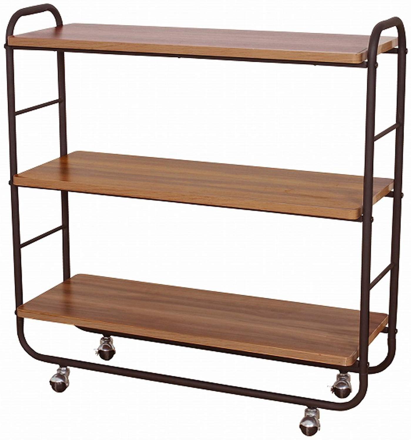 ラック 3段ラック オープンラック ディスプレイラック 収納ラック 本棚 幅85cm キャスター付き 木製 アイアン脚 スチール コンパクト おしゃれ  北欧(3段ラック)