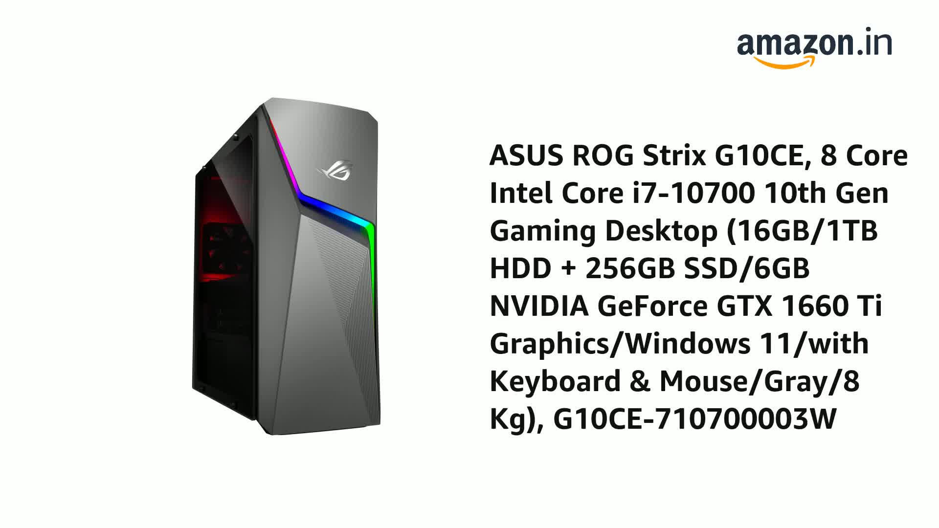 ASUS ROG Strix G10CE, 8 Core Intel Core i7-10700 10th Gen