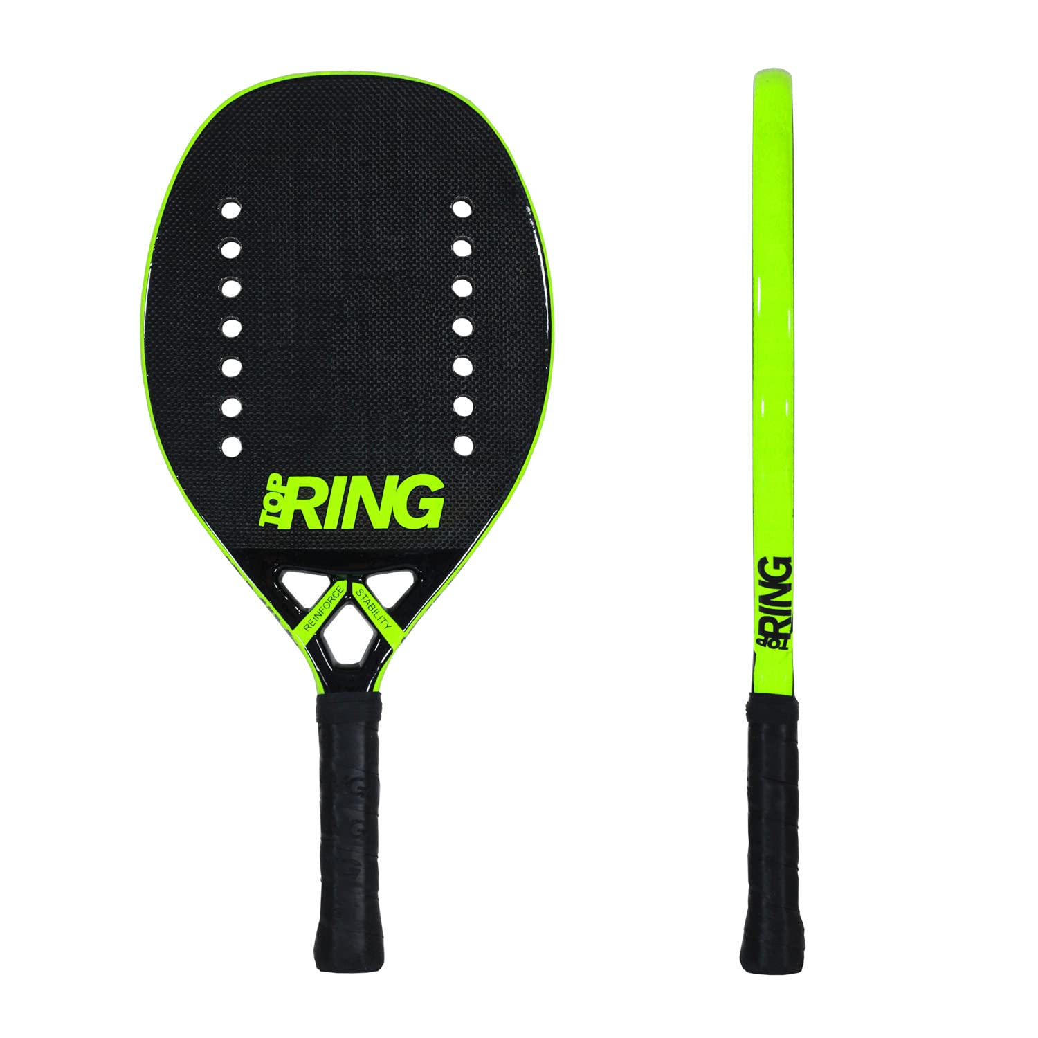Top Ring Rachetta Beach Tennis Yellow Fluo Logo - 100% Carbon 3K - Spessore 22 mm.