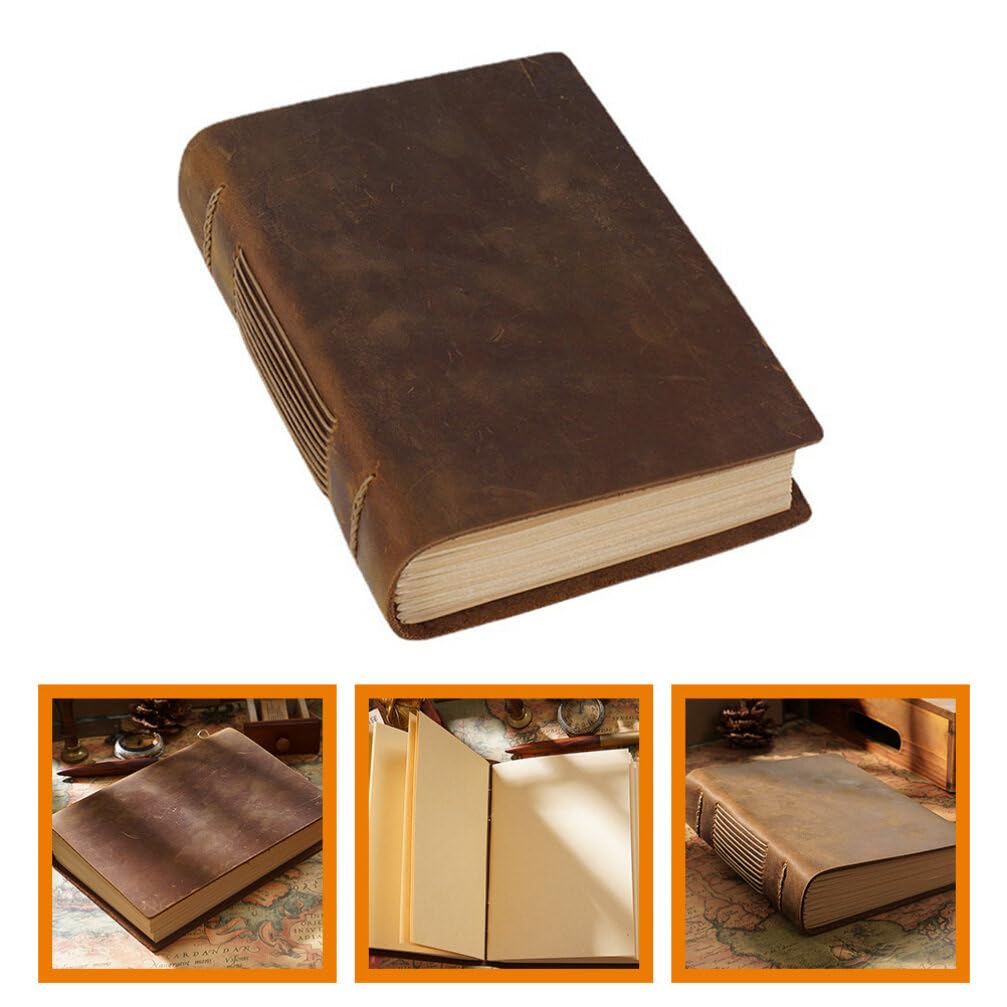 Vintage Lederjournalbuch Braun aus Rindsleder, Notizbuch für Schüler
