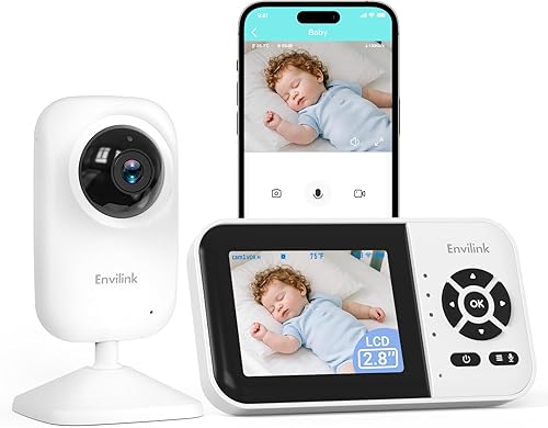 Miniatura 10 de Monitor de video para bebés con visión nocturna, pantalla LCD de 2.8 pulgadas, alarma de modo VOX y largo alcance de 1200 pies, canción de cuna,