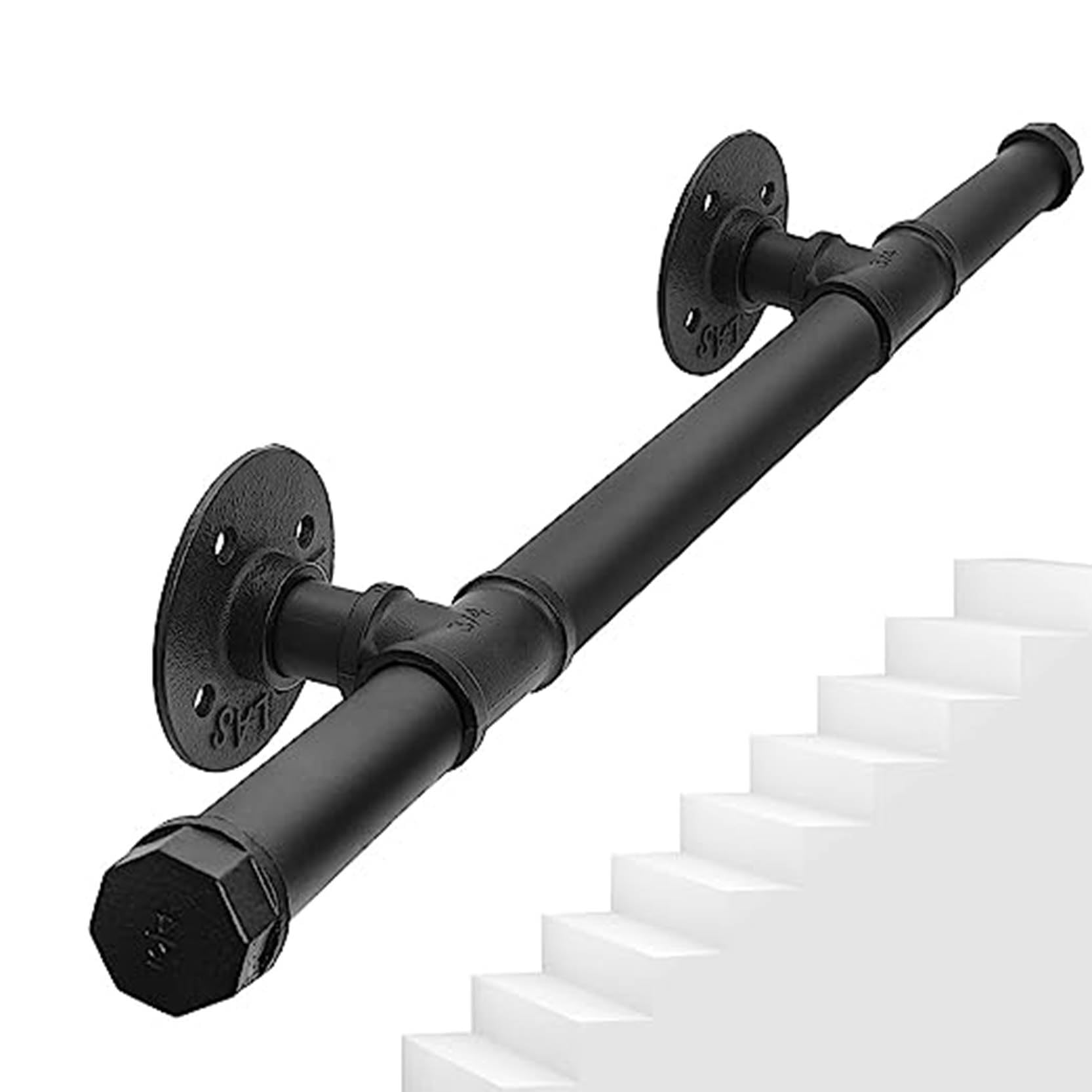 Balustrade murale antidérapante en tuyau de fer pour escalier intérieur