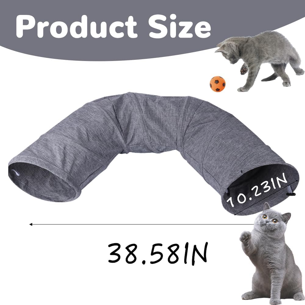 Cat Tunnel - Kitten Tunnels for Indoor Kittens, Tear-Resistant Cat Tubes and Tunnels,Foldable Cat Play Tunnel,Interactive 1 Hole Ball Toys for Cats, Rabbit, Cat Tunnel for Indoor Cats(Grey)