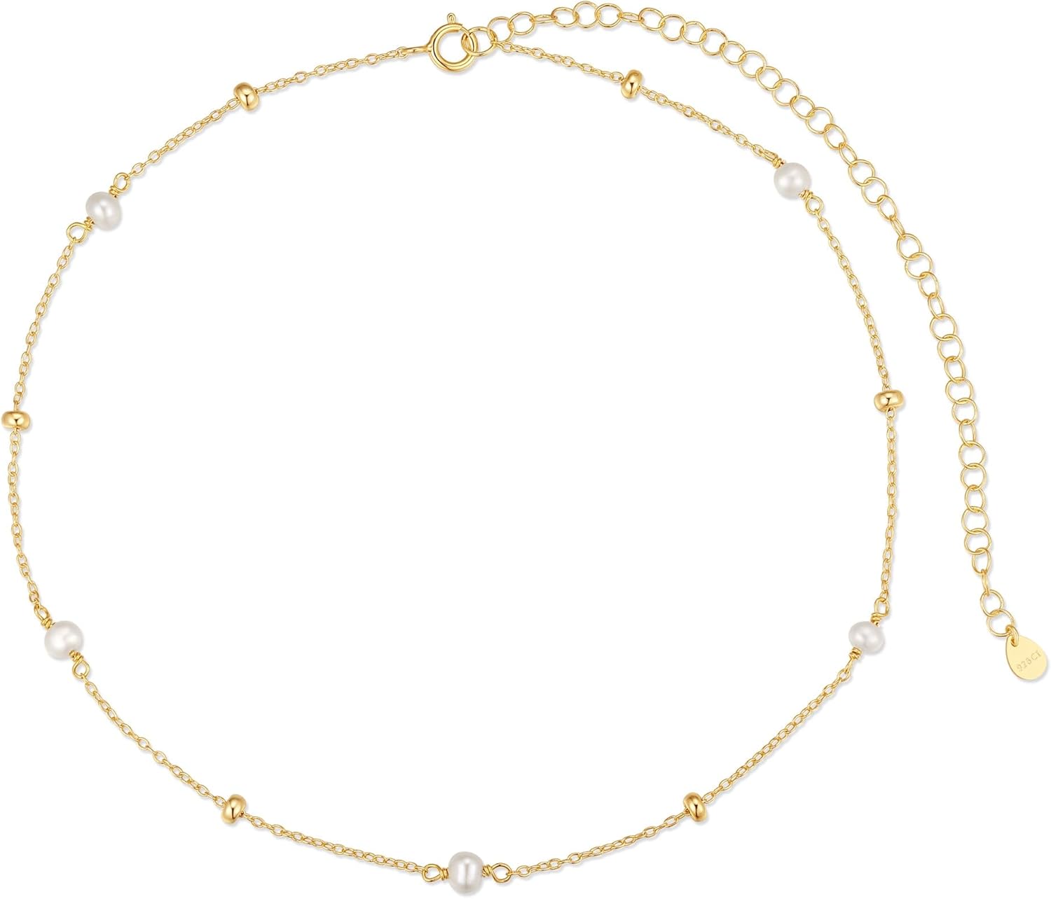 Pearl Choker Necklace - Freshwater Pearl Beaded Gold Choker - Gifts for Mom