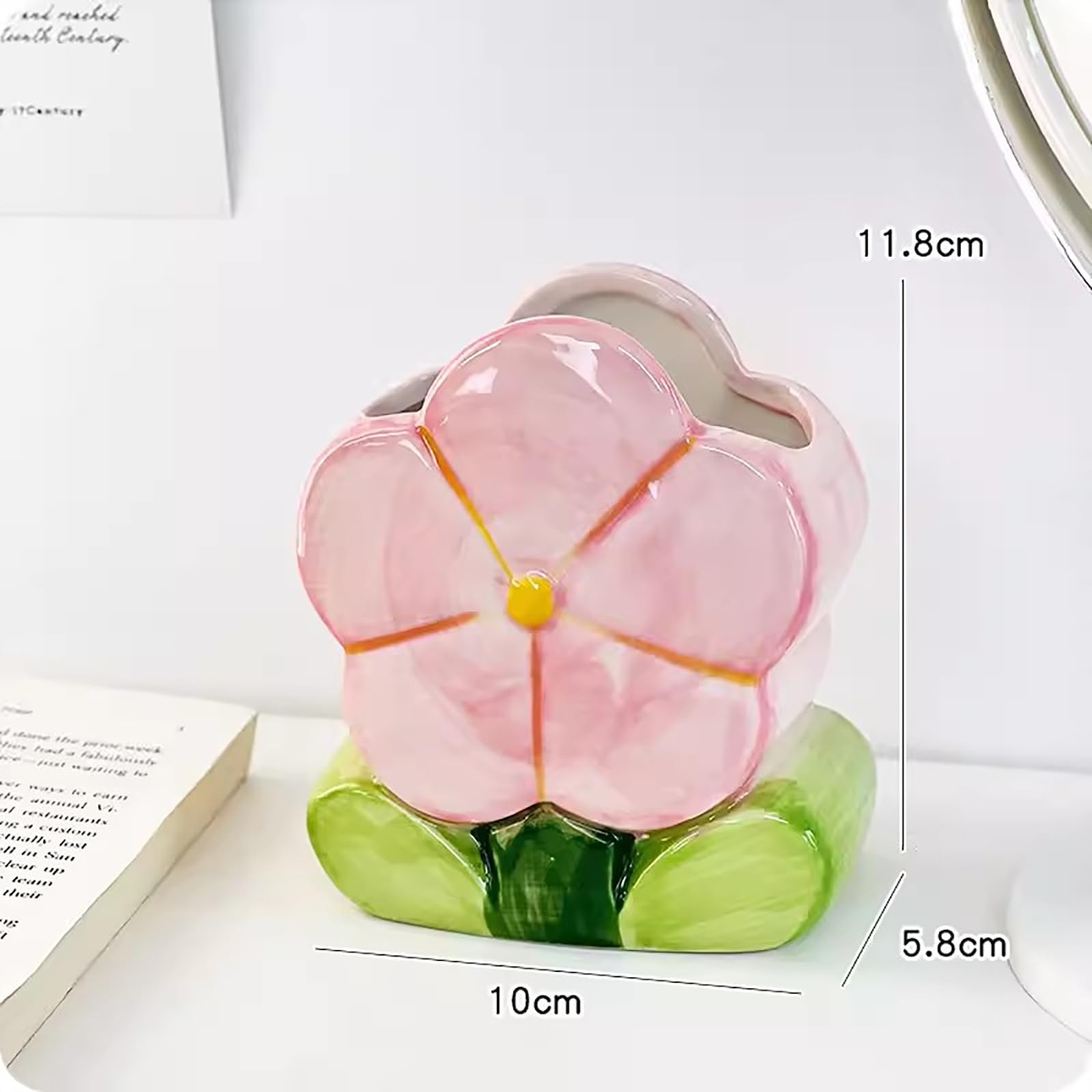 Keramik-Stifthalter Bleistifthalter for den Schreibtisch, kreative Stücke, Büroregal, Stifthalter für Heim- und Bürobedarf(Flower)