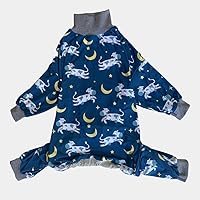 Vista 9 de Tooth & Honey Pit Bull - Pijama para perro con estampado de vaca, luna y estrella, con cobertura completa, pijama ligera para perros grandes