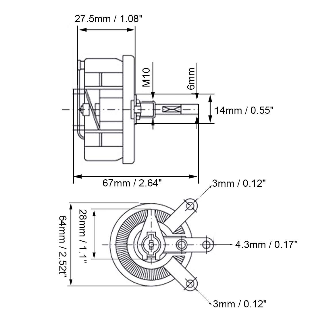 20 Ohm, 50 W, hohe Leistung, Keramik, gewickelt, Potentiometer, Rheostat Widerstand variabel