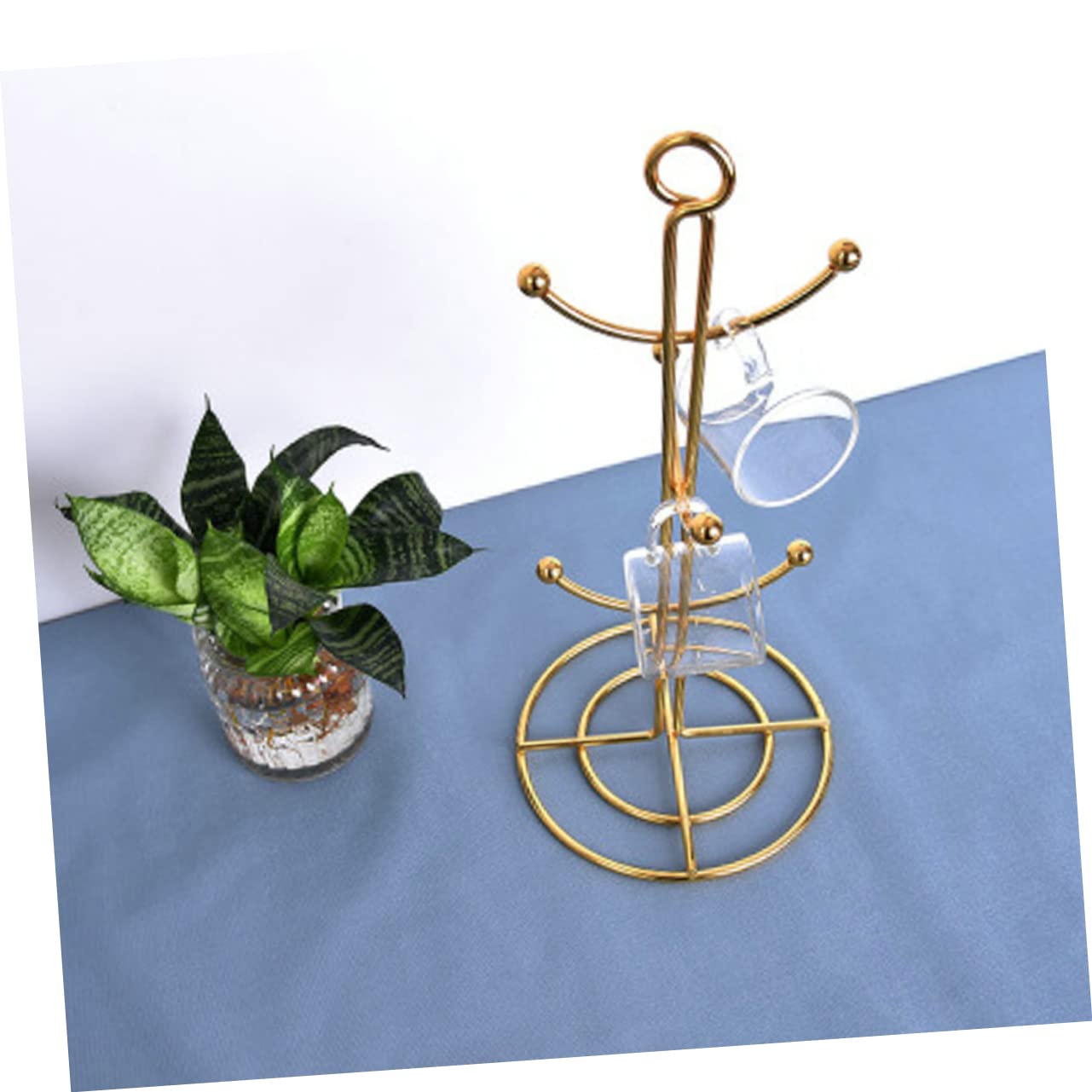 SOLUSTRE Tree Shape Draining Cup Holder Golden Coffee Mug Storage Rack Cup Hanger for Easy Air Drying Stable Design for Kitchen Coffee Stations