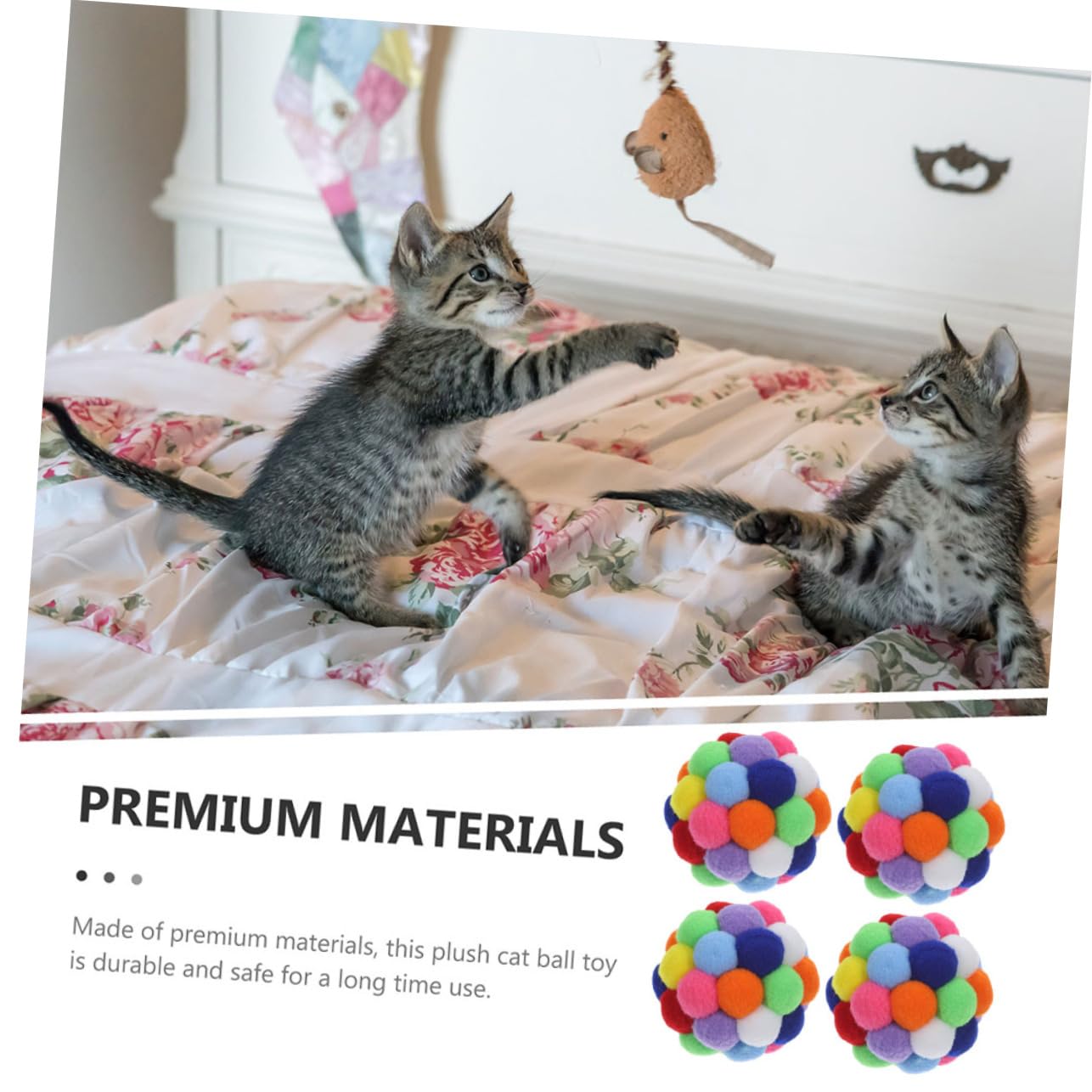 ifundom 4pièces Balle Interactive pour Chat avec Clochettes Jouet pour Chatons Balles De Jouets pour Chat Intérieur