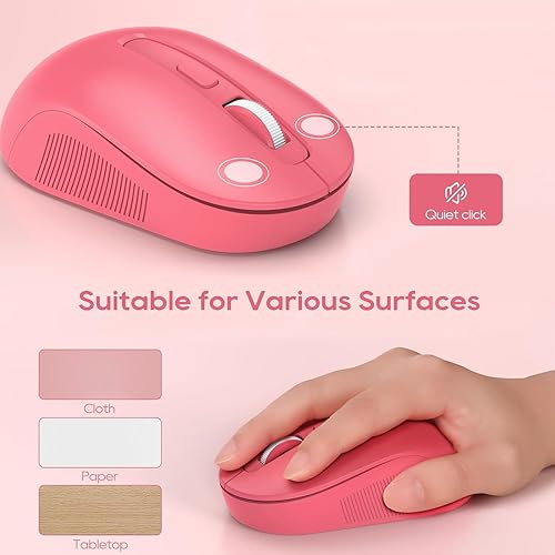 Miniatura 6 de Combo de teclado y mouse inalámbricos teclas redondas, teclado retro de tamaño completo con reposamuñecas desmontable, modo de sueño y patas