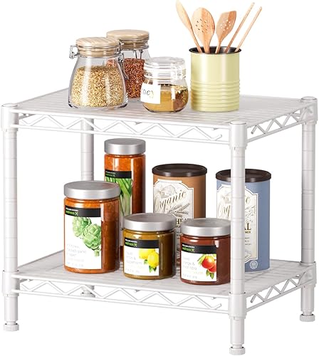 Miniatura 16 de SINGAYE Estante de almacenamiento con 5 estantes de alambre para armario, baño, despensa de metal, cocina, pequeña estantería de garaje,