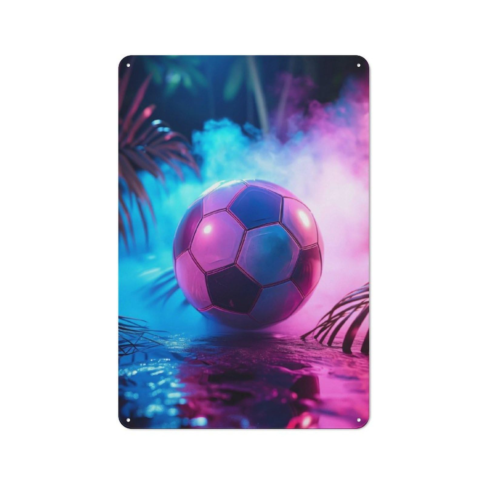 Junmoney Sport Neon Football Tin Wall Plaque 30X20cm With For Workshop Wall, Suited To Makers And Diy Enthusiasts