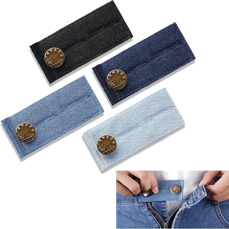 4Pcs Hosenbunderweiterung verstellbare Knopfverlängerung für Jeans Röcke & Umstandsmode. Sofort mehr Platz ohne Nähen!