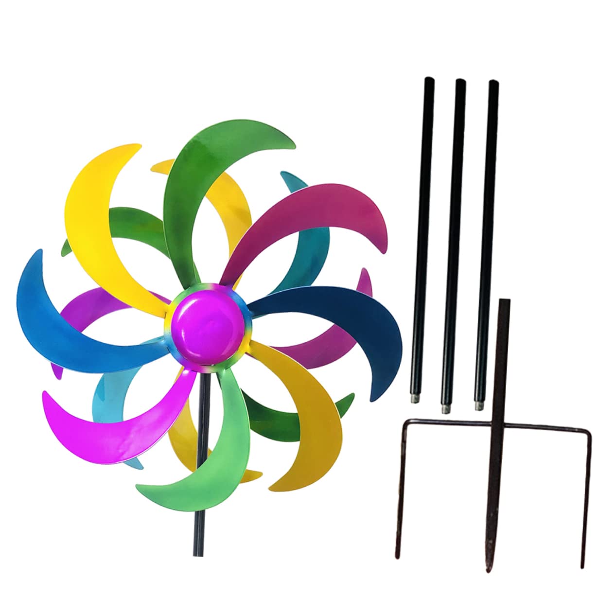 BESPORTBLE Buntes Windrad Für Junge Mädchen Regenbogen-windmühle Garten-dekor Aus Robustem Eisenmaterial Farbenfroher Spinner Für Terrasse Und Party Einfache Windanwendung