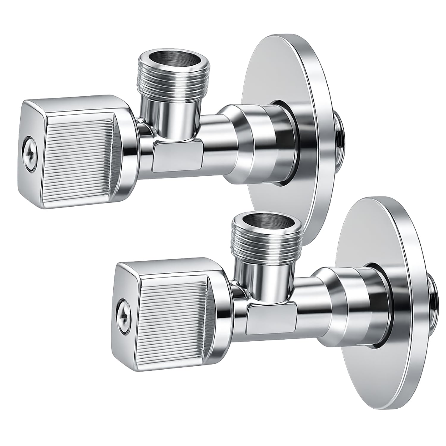 FLUVIA Llave de Paso de Agua 1/2" x 3/8" (Pack 2 Unidades) – Llave de Escuadra de Latón Resistente, Válvula de Ángulo para Baño, Cocina, WC, Uso Doméstico y Profesional