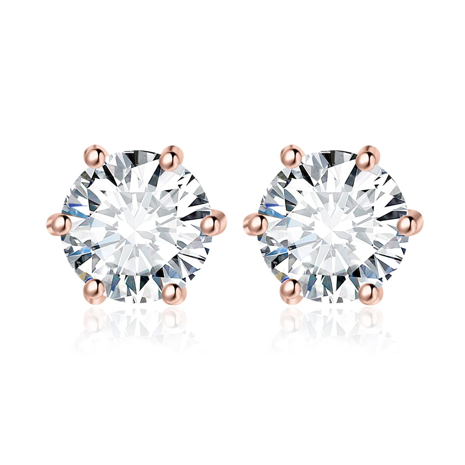 JewelryPalace Orecchini a Bottone Donna Argento 925 con Creato Moissanite, Piercing a Lobo con Pietra a Taglio Rotondo, Solitario in Tre Ori Set Gioielli