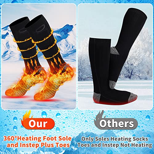 Heated Socks for Men Women, 4000mAh Rechargeable Heated Socks with 3 Heat Settings, Electric Heated Socks Foot Warmer Socks for Camping, Skiing, Hiking, Hunting, Winter Outdoor Sports,Black,Large - Image 4
