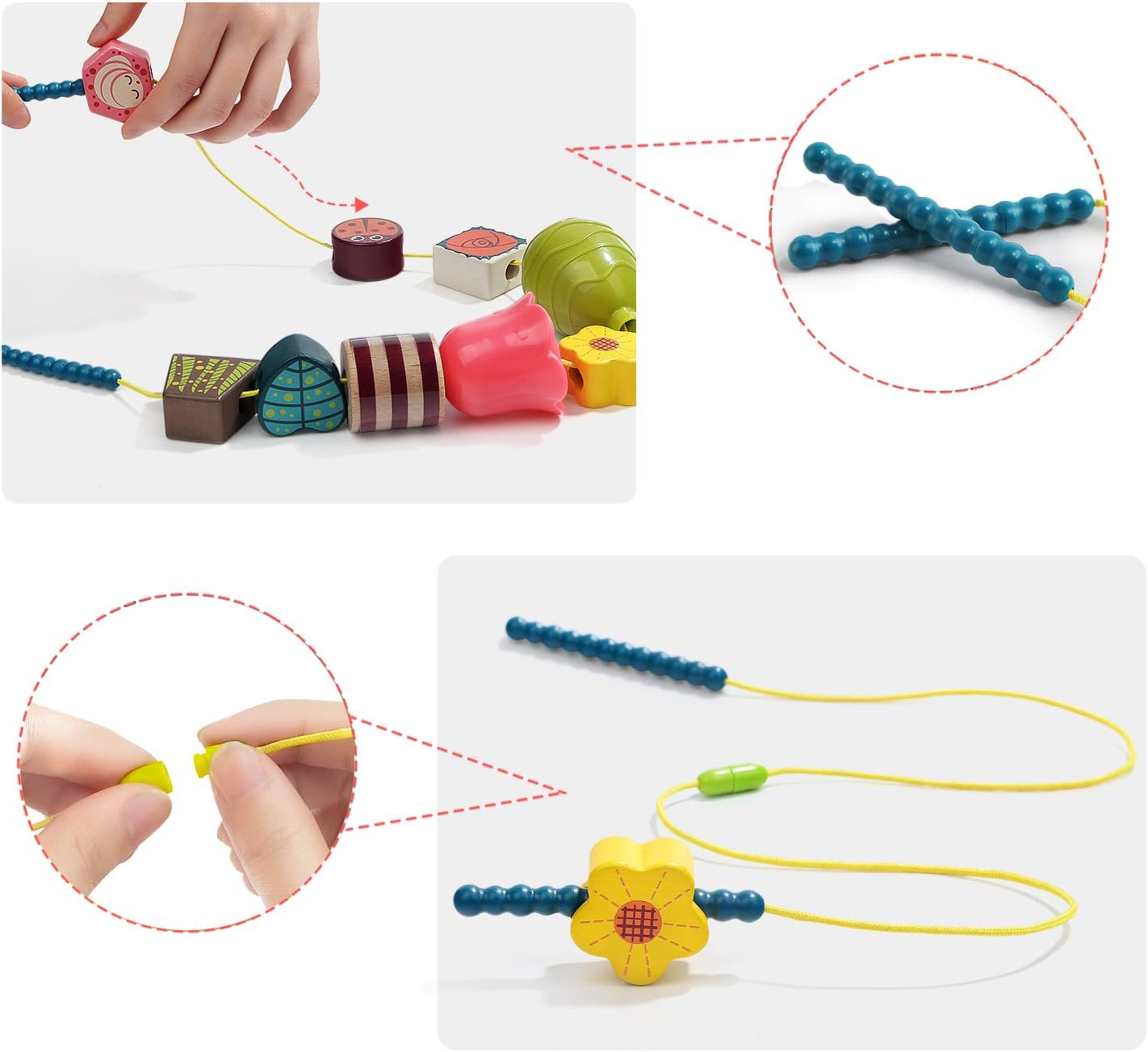 TOP BRIGHT Montessori Toys for 2 Years Olds,Large Stringing Beads for Girls Gifts,Lacing Beads for Toddlers