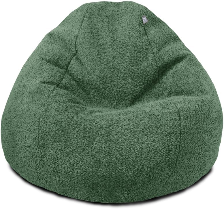 rucomfy Beanbags Large Snug Slouchbag - Adult Boucle Bean Bag Chair - Home Lounge, Living Room & Bedroom Seating for Adults - Machine Washable Fabric - 110 x 80cm (Moss, Beanbag Only)