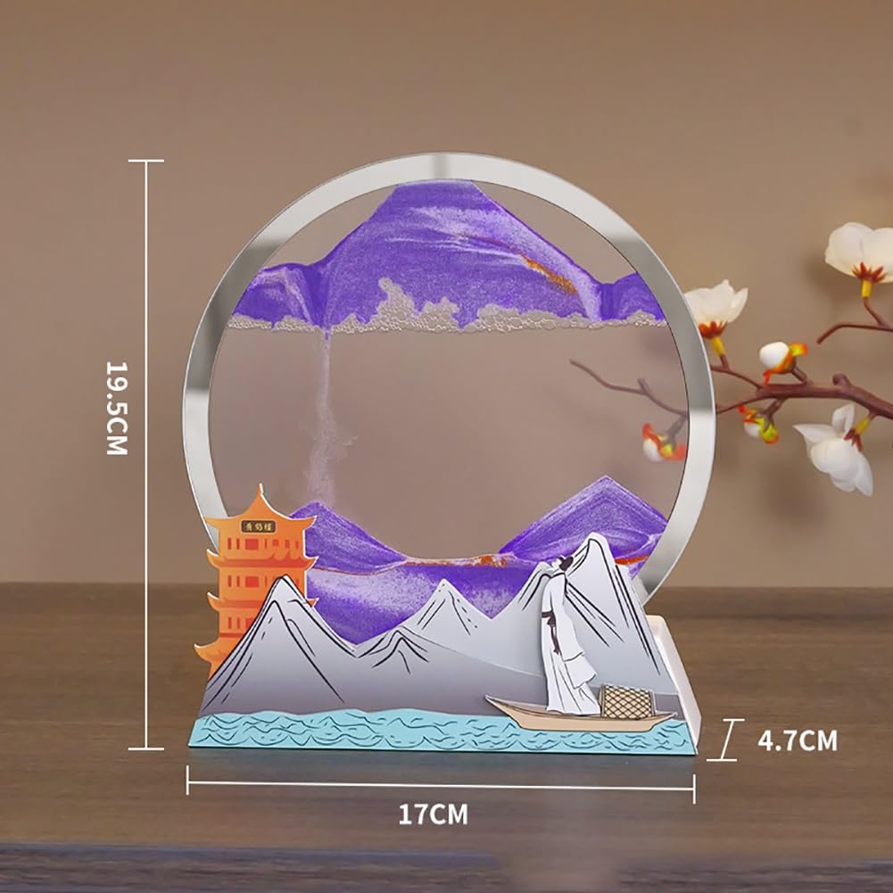 Image D'art De Sable Mobile, Paysage De Sable En 3d En Mouvement, Peinture D'art De Sable Dynamique 3D, Sablier Decoratif Cadre Sable Mouvant Pour Les Cadeaux De Décoration De Bureau À Domicile ( Colo