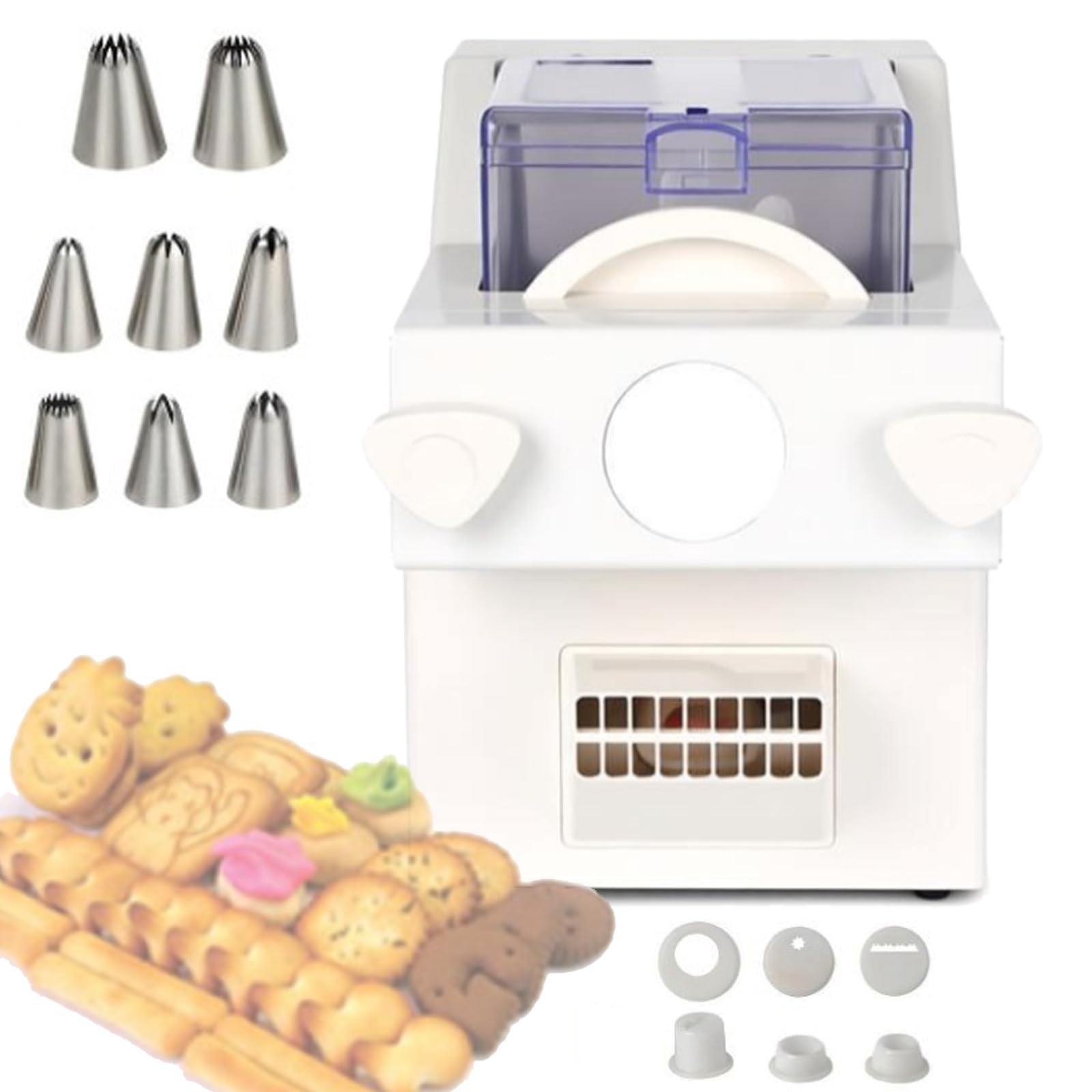 Dozpal Multicolor 180W Automatic Cookie Maker Diy Baking Tool For Kitchen Cake Shop, Biscuit Maker With 8 Different Nozzles And 6 Types Of Biscuit Molds, 50-60Rpm/Min Speed