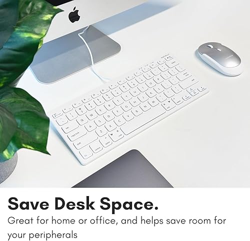 Miniatura 2 de Macally Teclado USB con cable para Mac y PC con Windows, teclado Apple Plug and Play con 78 teclas de interruptor de tijera y 13 teclas de acceso