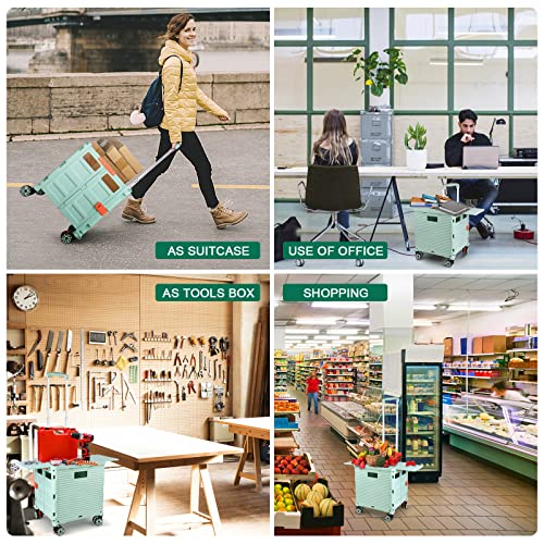 Faltbarer Einkaufstrolley mit verlängertem Deckel, verschleißfest, geräuschlos, 80 kg Tragkraft, robuster und… – Bild 6