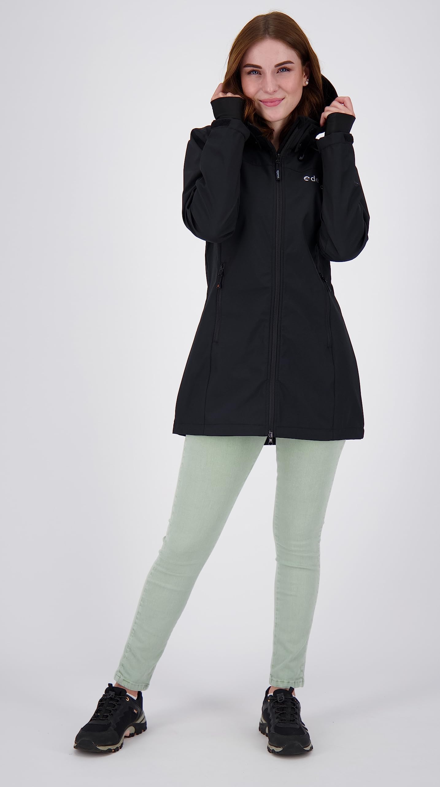 DEPROC A.C.T.I.V.E Kurtka softshell Kobiety Damski Lekki Płaszcz Softshellowy, Krótki Płaszcz Z Kapturem, Kurtka Softshellowa, Kurtka Przejściowa Cavell Long II