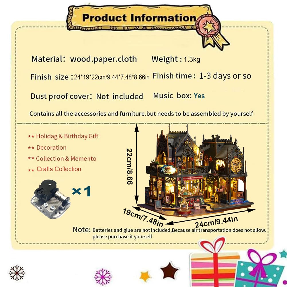 Domek Dla Lalek Miniaturowy Diy Rzemiosło Drewniane Magiczny Domek Dla Lalek Mini Zestaw Do Rękodzieła Mały Zestaw Do Budowania Domu Osłona Przeciwpyłowa Ruch Muzyczny