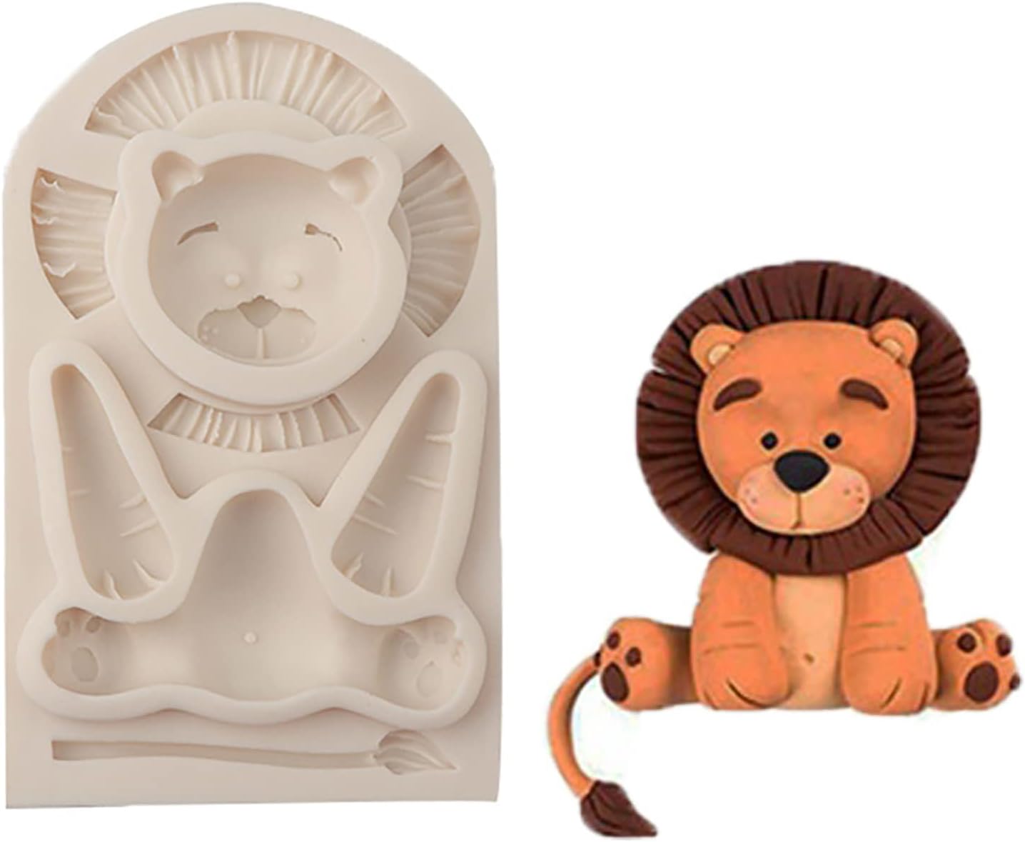 6 Pieces Silicone Jungle Animals Cake Fondant Mold Sugarcraft Decorating Chocolate Baking Mould Clay Craft Pastry Baby Shower Party Cupcake Decor Molds Tool