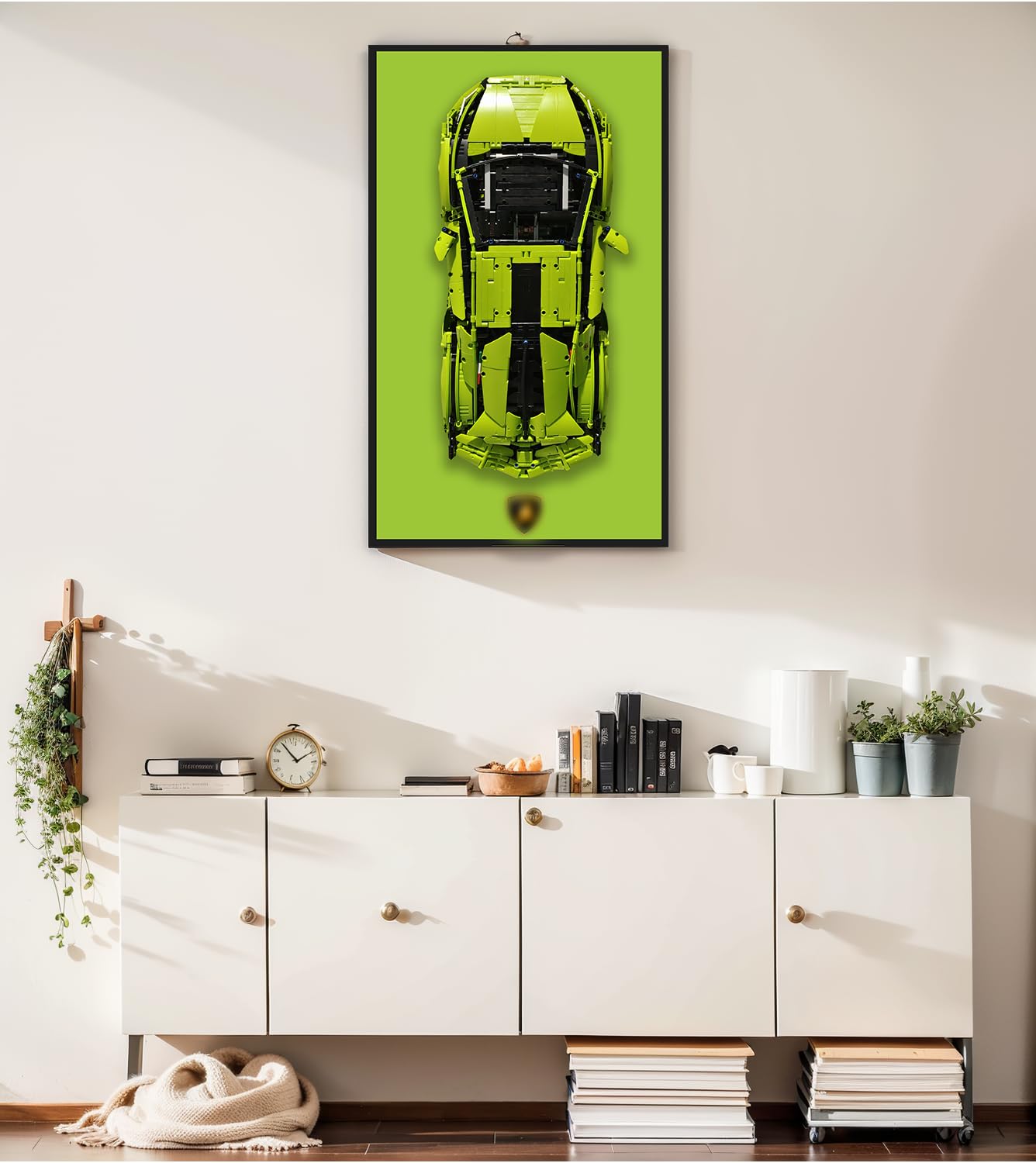 Tablero de pared para Lego Technic Lamborghini Sián FKP 37 42115, compatible con coches Lego Lamborghini, ideas de regalo para los entusiastas del montaje en pared de automóviles Lego, 19.7 x 31.5