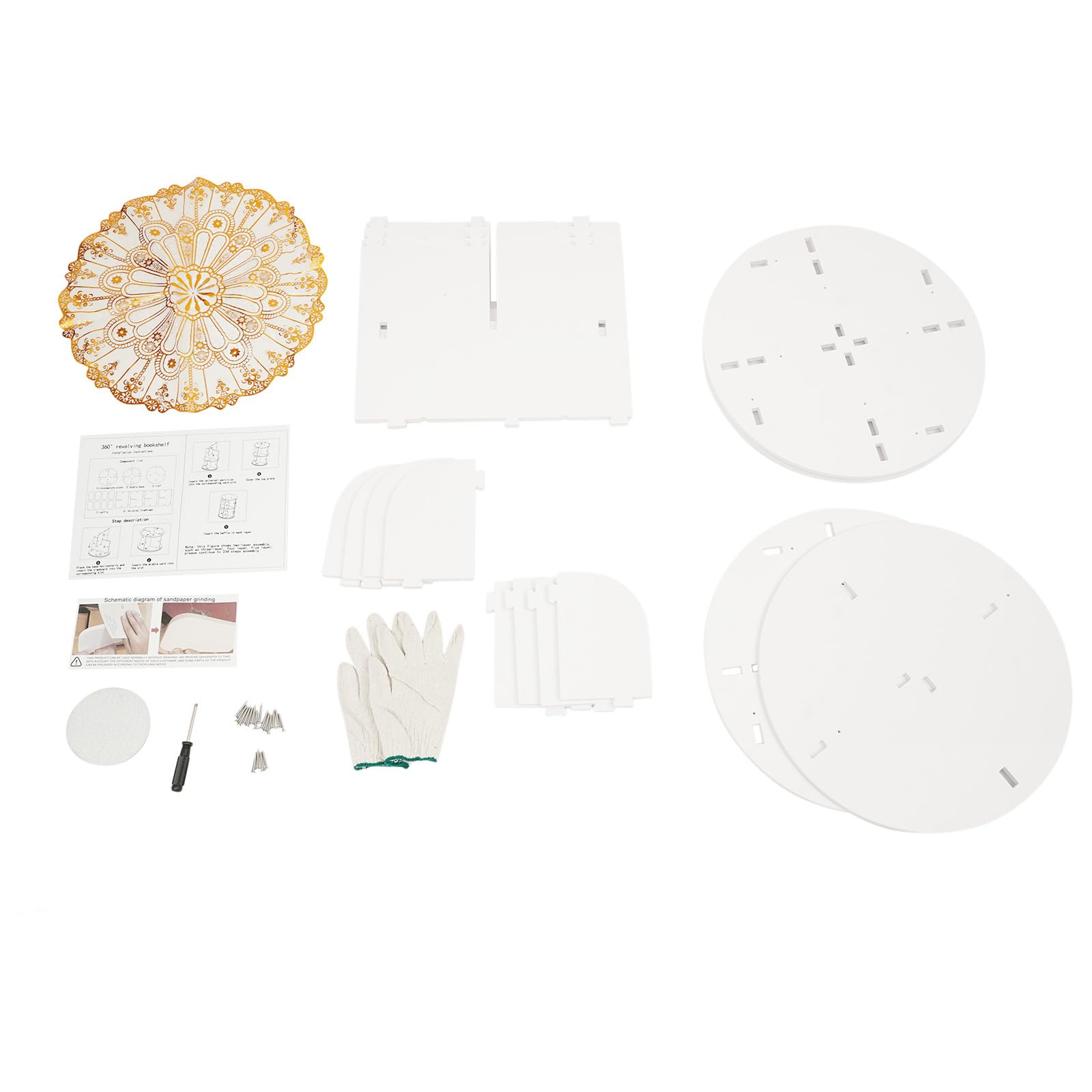 Drehbares Bücherregal Rund Bücherregal Kinder 360 Grad Rotierend Standregal Aufbewahrung, 2 Etagen 8 Fächer PVC Platzsparend Wohnzimmer Schlafzimmer Büro Weiß