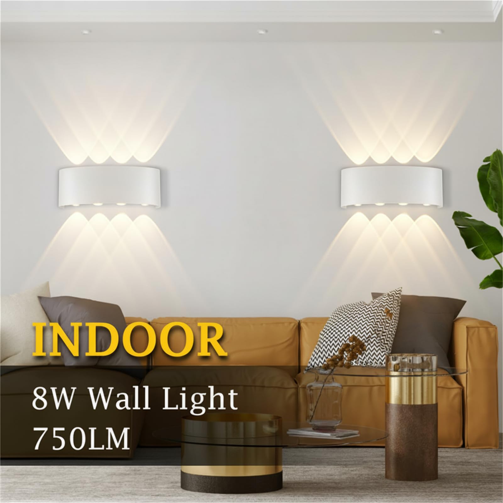 CANMEIJIA Lampa Ścienna LED IP65 8W 3000K 2-Pak