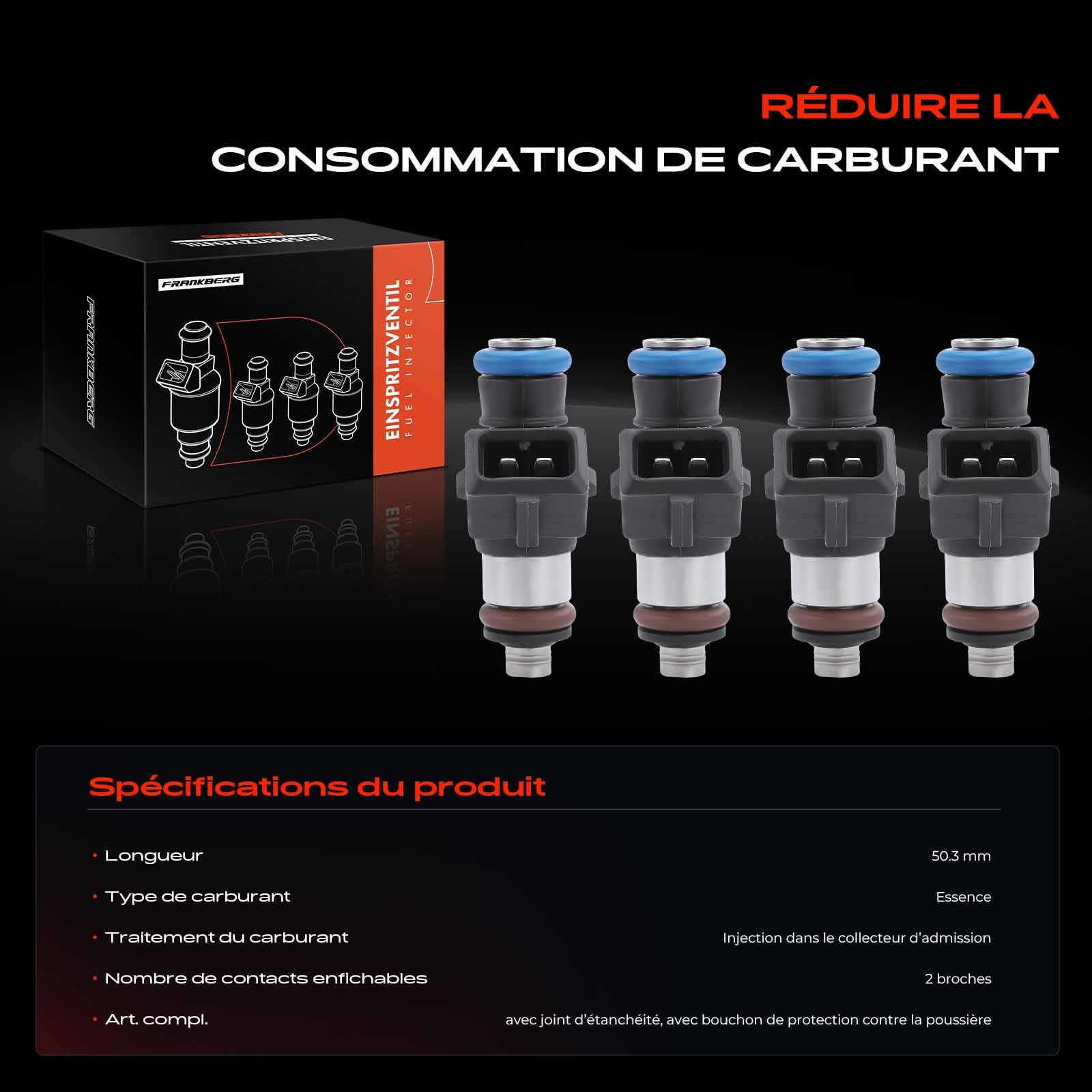 Frankberg 4 injecteurs de carburant 0280158046 | Compatible avec: K.a.n.g.o.o KC0/1, Twingo II CN0, Clio IV Grandtour KH, Logan MCV II, S.a.n.d.e.r.o BS, Twingo I C06
