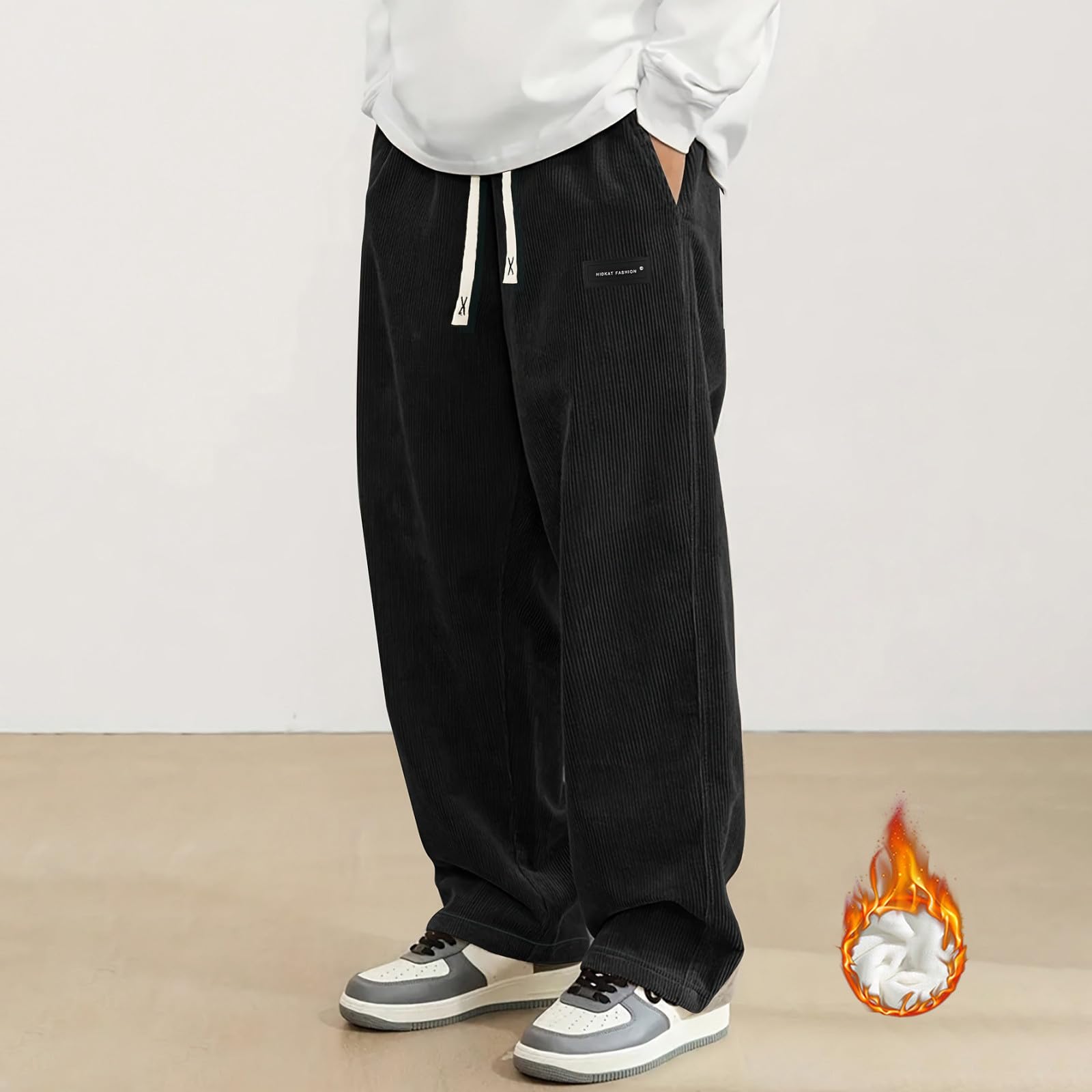 Pantaloni Casual da Uomo in Velluto a Coste con Morbido Pile per Il Comfort Invernale e Pantaloni alla Moda dalla vestibilità Rilassata per Tutti i Giorni/1