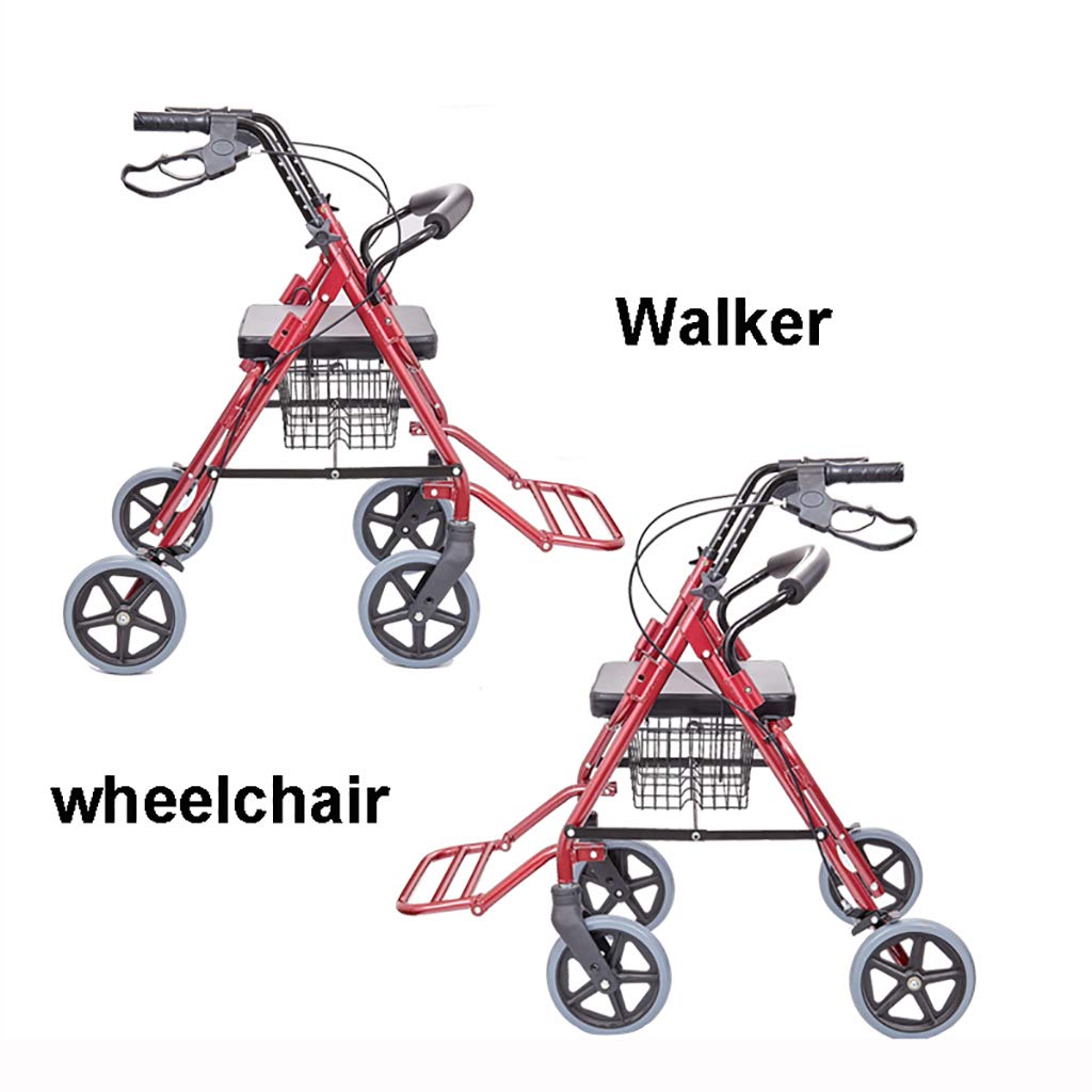 Andador plegable para caminar, andador, andador, carrito de la compra con asiento y freno de mano, para ancianos, estrella de luz