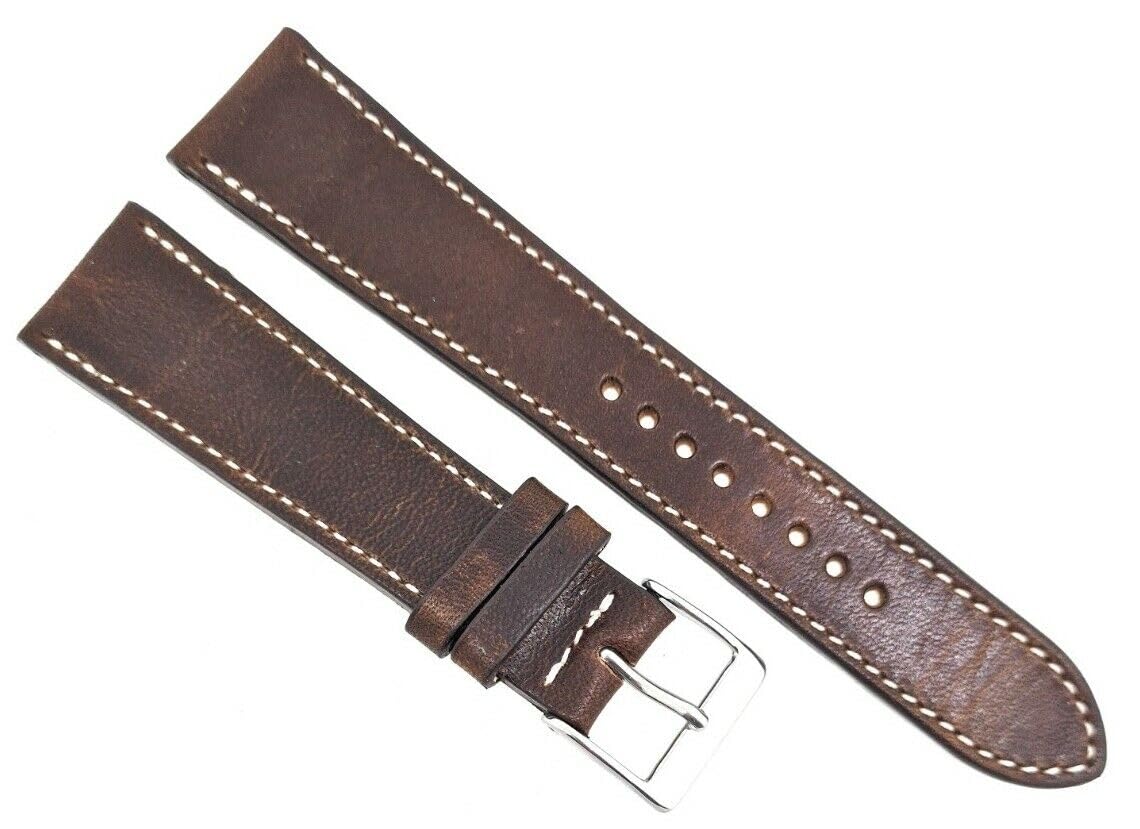 Fluco Horween Dublin Cinturino per orologio, 20/16 mm, marrone scuro, Made in Germany
