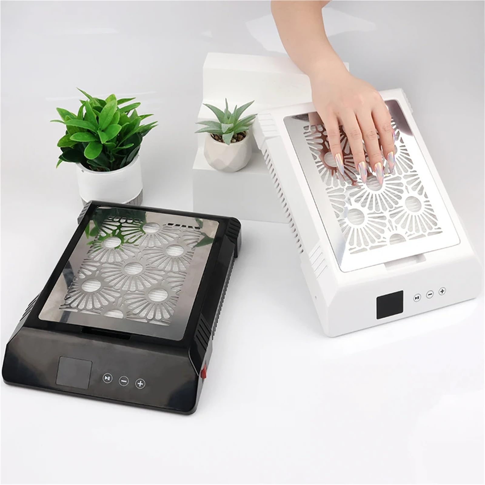 Aspirateur à ongles sans fil puissant de 85 W, appareil de manucure, aspirateur sans balais, aspiration for nail art, avec batterie rechargeable(blanc)