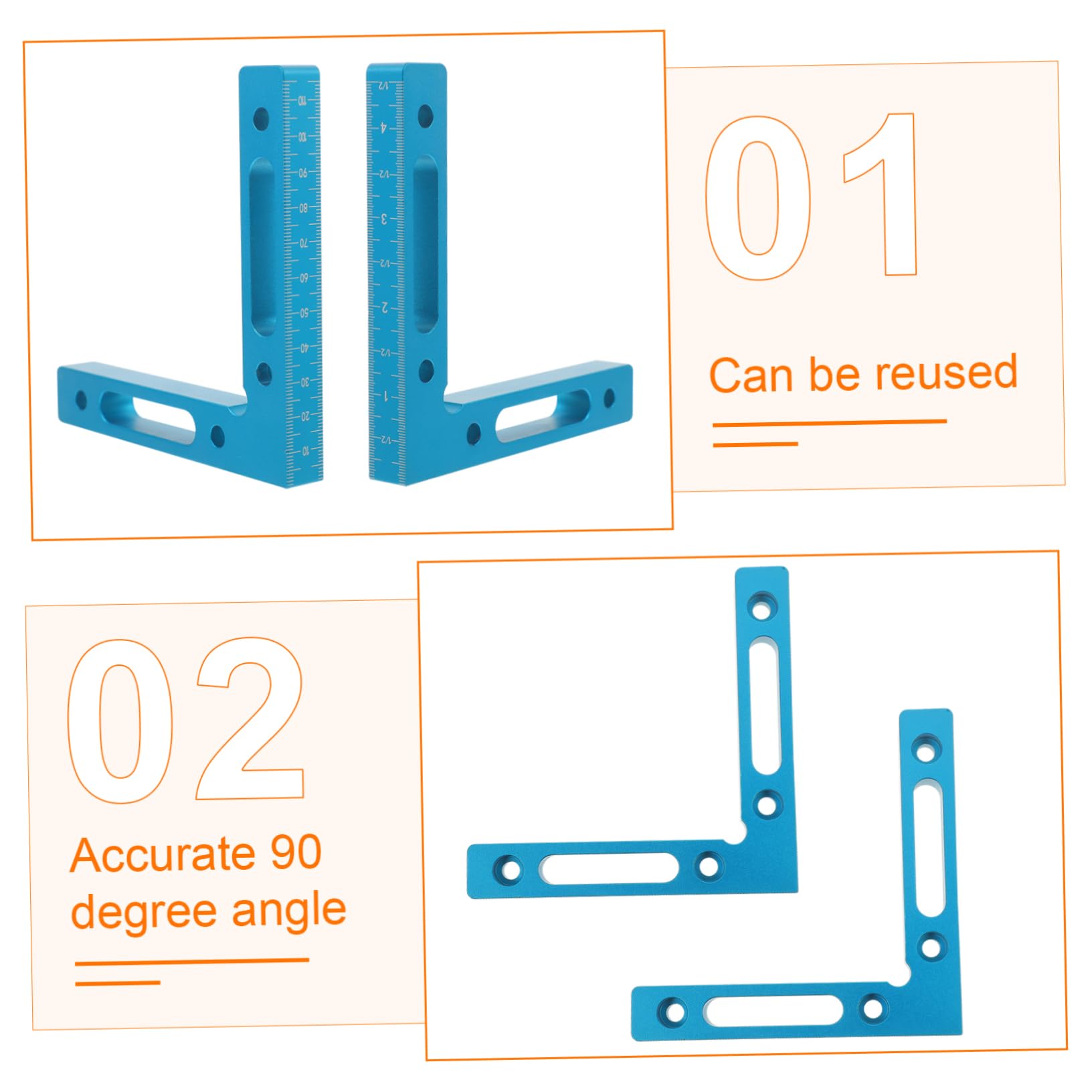 KICHOUSE 2pcs Carpentry Square Ruler 90 Degree Clamps Woodworking Cabinet Clamps Right Angle Clamps for Woodworking Clamping Square 90 Degree Positioning Squares Square Clamp Iron Blue