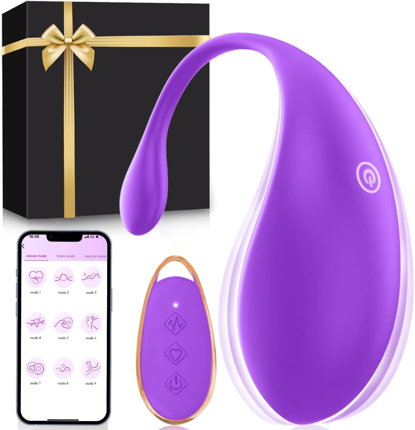 Vibratoreper Donna Professionale Ovetto Vibrante Donna Telecomando con App 9 Modalità Sexytoysys Coppia Vibratore per Vibratore Clitoride Wireless Sex Toys toys Sessuali per Sex Toy (Viola)
