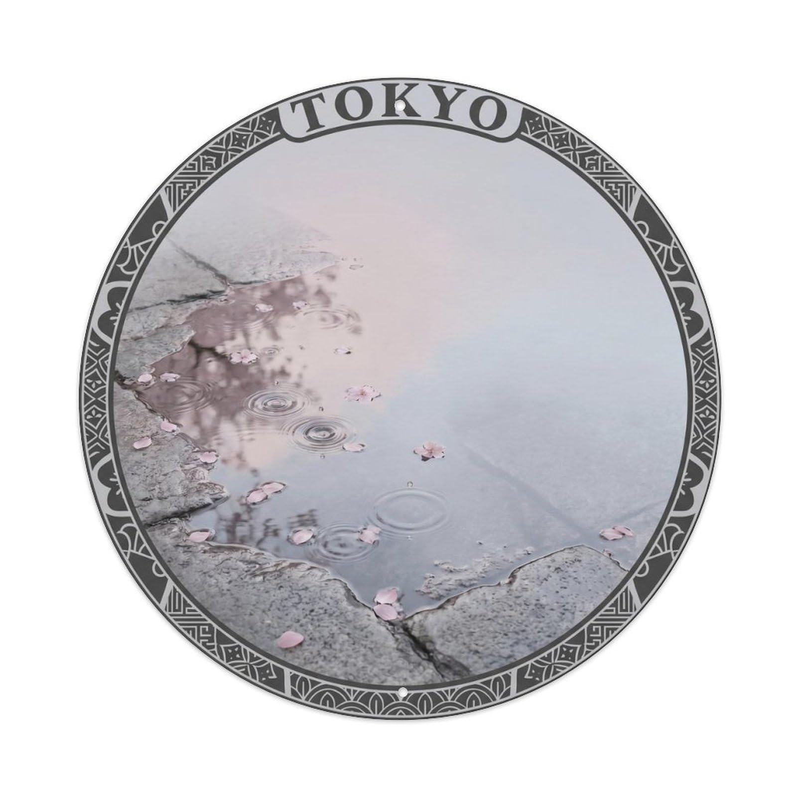 Olhnbad Style Sakura Rain Puddle Reflection Seasonal Japan Metal Tin Sign