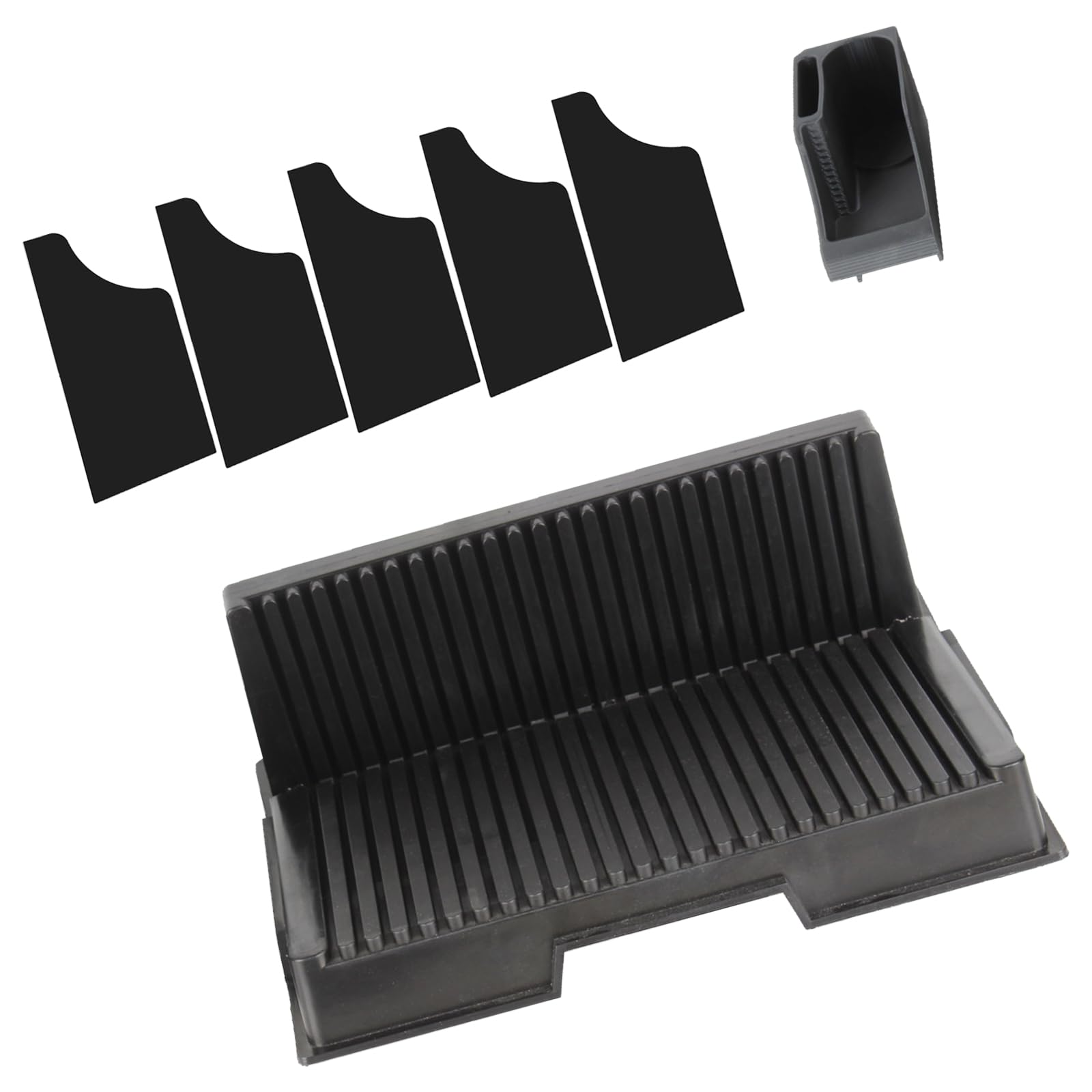 Organizer per stampante con vassoio porta attrezzi rimovibile e 5 divisori in acrilico per archiviazione verticale e gestione degli accessori, organizer per forniture di stampa