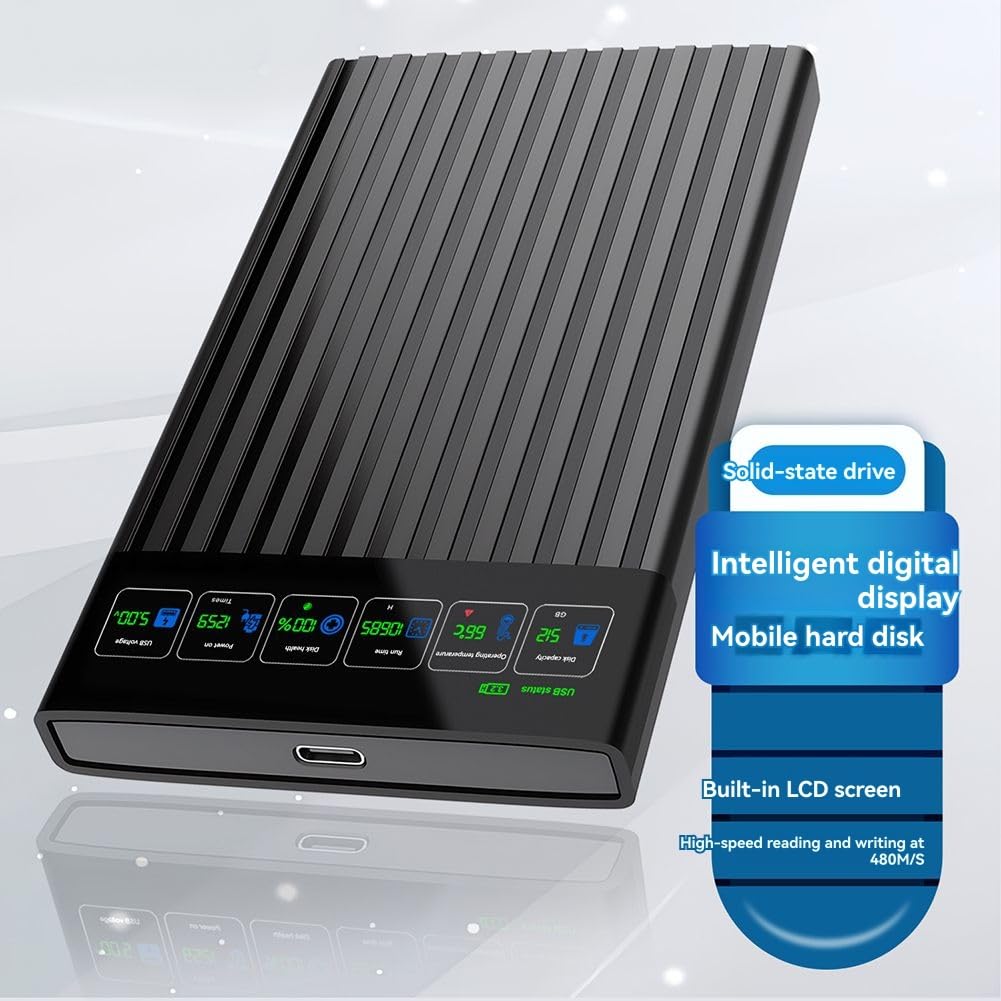 Zewnętrzny dysk twardy 512 GB 6 Gb/s 2,5 na dysk twardy C Adapter z inteligentnym wyświetlaczem cyfrowym do użytku w laptopie PC