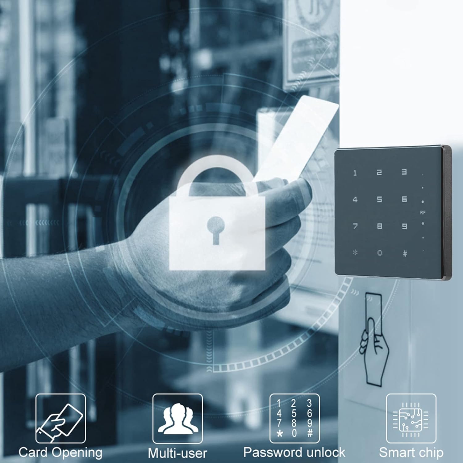 Ultrathin RF RFID Card Reader 125Khz ID, Wiegand26 / 34 Access Control, Silver Metal - High Sensitivity, Anti - Metal Shielding, Durable for Security Systems