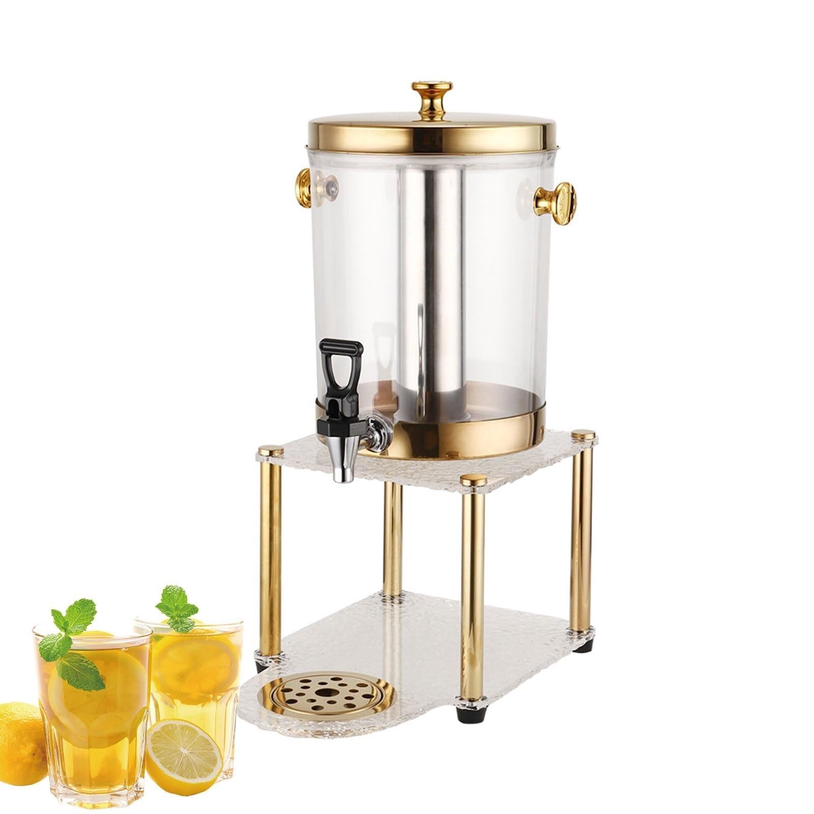 ASerZenith Juice Dispenser Clear Drinks Dispenser Beer Water Juice Cold Beverages Cocktails With Tight Lid And Tap Stand For Buffet Parties Ice Chamber