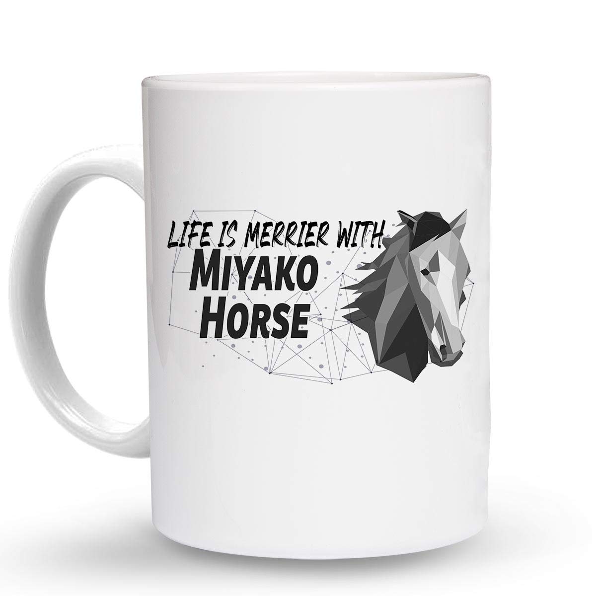 MakoroniLIFE IS MERRIER WITH Miyako Horse - 6 Oz. Ceramic ESPRESSO MUG Coffee Drink Cup, DesB29